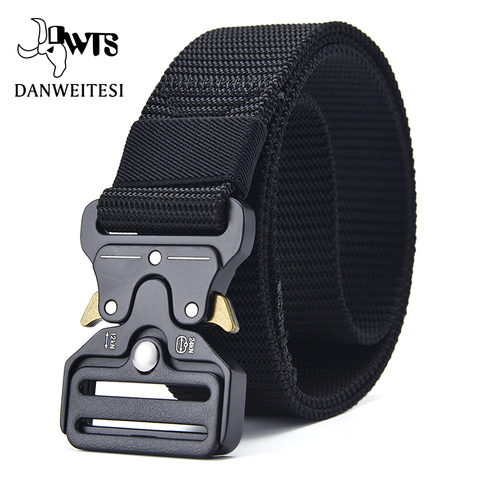 DWTS-ceinture tactique en Nylon pour hommes, entraînement militaire, ceinture de taille avec boucle métallique ► Photo 1/6