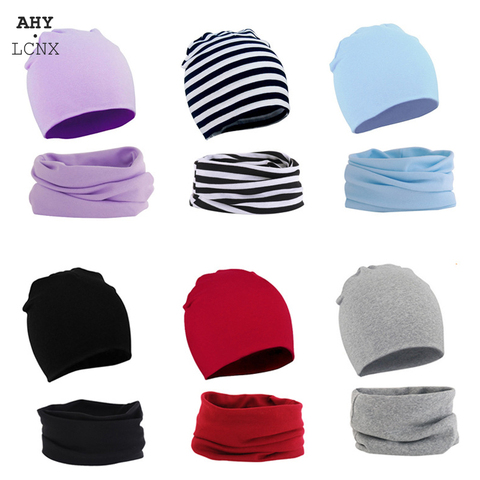 2 pièces bébé chapeau écharpe ensemble couleur unie enfants Bonnet Bonnet chaud garçon fille printemps automne hiver chapeaux infantile enfant en bas âge Bonnet accessoires ► Photo 1/6