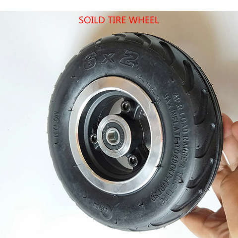 Roue de Scooter électrique de taille 6 pouces, pneu solide 6x2, roue Tubeless, moyeu en métal pour chariot, chariot ► Photo 1/1