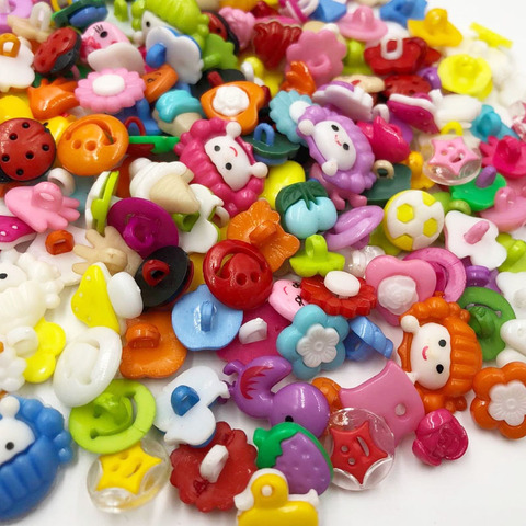 Boutons en plastique mélangés aléatoires pour enfants, 50 pièces, boutons de couture pour vêtements, accessoires d'artisanat, bouton de dessin animé pour enfants PT99 ► Photo 1/1