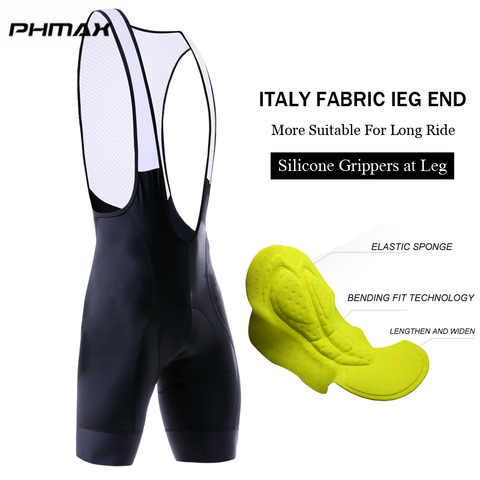 PHMAX 8CM italie pinces en silicone à la jambe classique bavoir vélo Shorts course vélo bas Ropa Ciclismo vélo pantalon avec Pro 5D Pad ► Photo 1/6