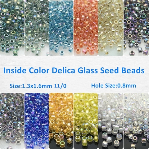 Perles De rocaille en verre Miyuki Delica, 11/0x1.3mm, couleur intérieure japonaise, perle d'espacement pour Broderie, Perles françaises, accessoires De bricolage, 1.6 ► Photo 1/6