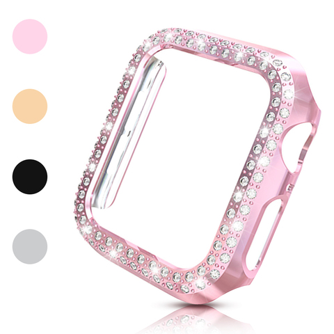 Coque de luxe Bling en diamant antichoc en diamant pour Apple Watch série 6 SE 5 4 3 2 1, 40mm 44mm 38mm 42mm, couverture PC, accessoires iWatch ► Photo 1/6