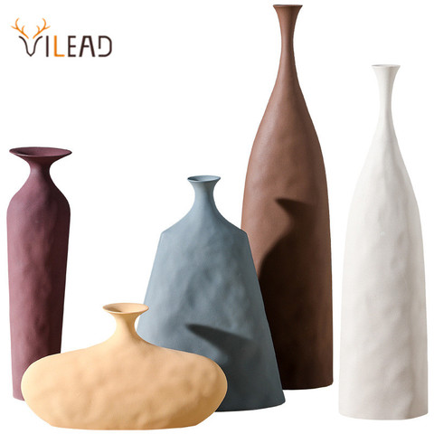 VILEAD moderne créatif Vase en céramique Style scandinave Pot de fleur nordique Sculpture Art ornements décoration de la chambre ► Photo 1/1