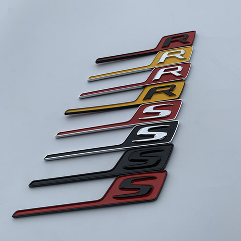 Autocollant Long de lettres R S Badge pour Mercedes AMG | Étiquette de style de voiture, GTR GTS C63S E63S GLC63S GLE63S, noir rouge jaune ► Photo 1/4