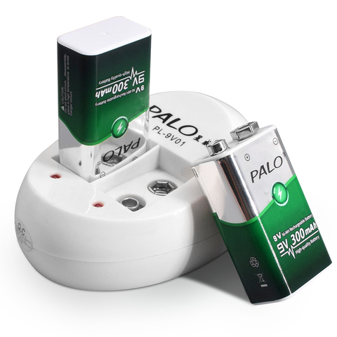 PALO – batterie rechargeable nimh 9 V, 6f22, 300mah, avec 2 emplacements, chargeur de batterie 9 V ► Photo 1/6