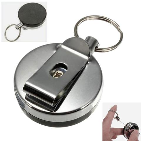 Portable en plein air EDC outil sécurité porte-clés rétractable en métal carte porte-Badge en acier recule anneau ceinture pince tirer porte-clés ► Photo 1/6