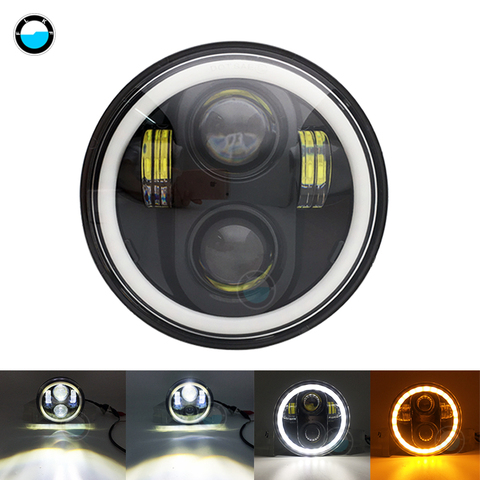 Phare rond de 5-3/4 pouces avec anneau Halo blanc/ambre, pour Dyna Sportster XL, projecteur 1200, 883, 5.75 pouces, LED ► Photo 1/6