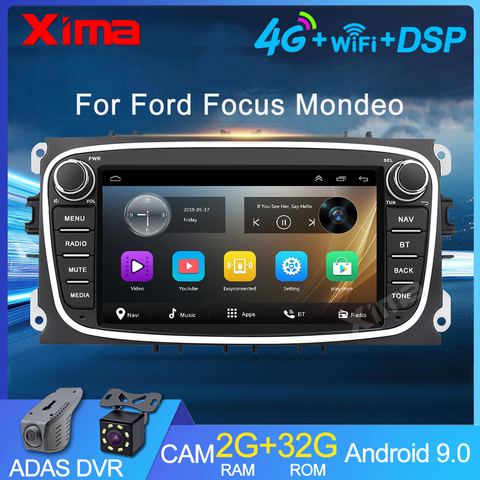 XIMA 2 din Auto Radio RDS dvd Android 9.0 4G LTE Voiture multimédia Lecteur Vidéo Pour Ford Focus Mondeo C-MAX S-MAX Galaxy II Kuga ► Photo 1/6