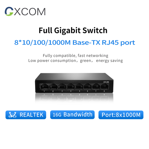 Commutateur réseau Ethernet Gigabit complet, 8 ports, 10/100/1000M, pour ordinateur de bureau, avec support intégré ► Photo 1/1