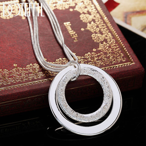 Doteffle-collier pendentif en argent Sterling 925 pour femmes, chaîne en serpent, 18 pouces, en forme de O, bijoux à breloques de fête de mariage à la mode ► Photo 1/6