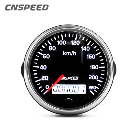 Compteur de vitesse universel 12V 24V 85mm, compteur de vitesse 220 km/h avec rétroéclairage blanc/ambre avec LCD pour voiture, camion, bateau ► Photo 1/6