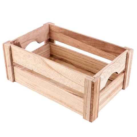 1 boîte de rangement en bois, Vintage, panier de rangement en bois, organisateur pour la maison marron ► Photo 1/6