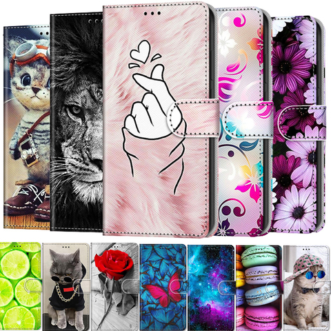 Coque de téléphone à rabat en cuir pour iPhone, étui portefeuille, mini porte-cartes, support de livre, chat fleur, pour modèles 12 11 Pro Max X XS 6 7 6S 8 SE 2 2022 12 ► Photo 1/6