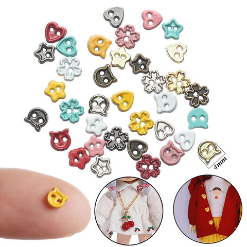 20 pièces 4mm couleur bonbon à la main poupée vêtements boucles bricolage poupée vêtements Mini dessin animé boutons métal boucles pour 1/6 poupée vêtements ► Photo 1/6