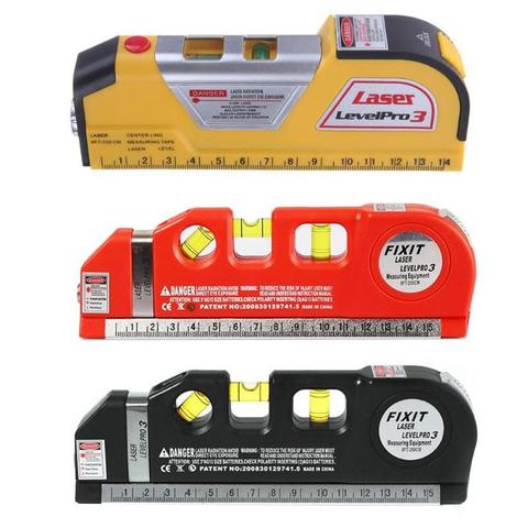 Niveau Laser à lignes transversales à infrarouge 4 en 1, outil polyvalent de niveau à bulle Vertical à Horizon avec ruban de mesure de 2.5m ► Photo 1/6