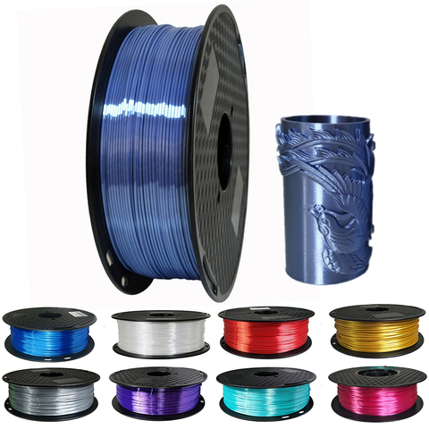 Filament en soie Pla pour imprimante 3D, 1.75mm, 250g, semblable à un métal brillant, 0.25kg, noir, rouge, etc., 19 couleurs, pour impression d'œuvres d'art, bricolage ► Photo 1/6