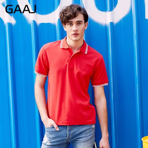 GAAJ – Polo en coton à manches courtes pour homme, vêtement d'été à la mode, en lin, gris ► Photo 1/6
