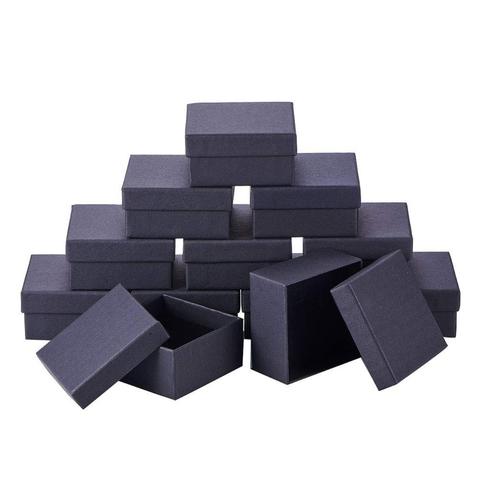 Pandahall 18 ~ 24 pcs/lot noir carré/Rectangle carton ensemble de bijoux boîtes anneau coffrets cadeaux pour l'emballage de bijoux F80 ► Photo 1/6