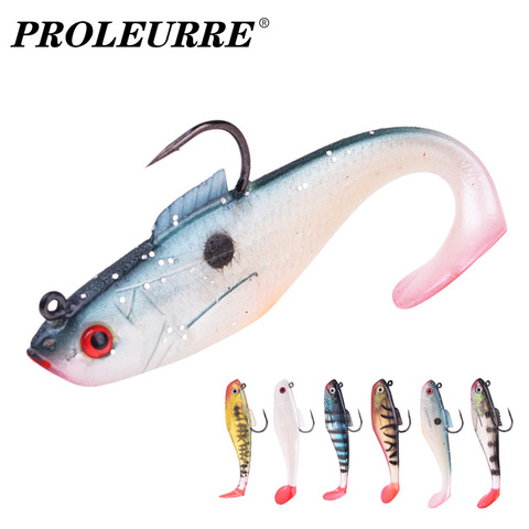 Leurre en Silicone souple avec tête plombée, appât artificiel idéal pour la pêche à la turlutte, à l'alose, au bar ou à la carpe, 5/8cm, 1 unité ► Photo 1/5