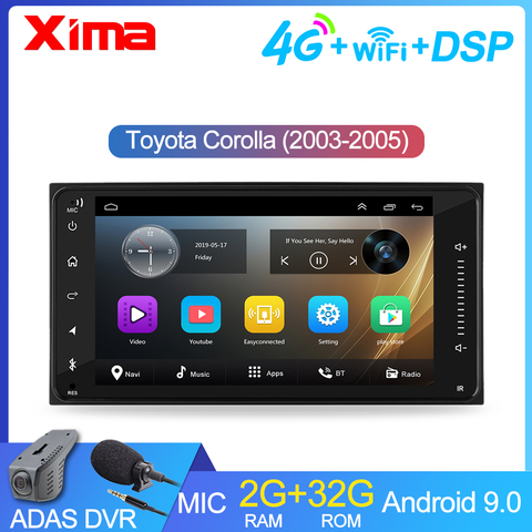 Lecteur multimédia vidéo de voiture, autoradio, DVD, android 9.0, 2 din, pour toyota VIOS CROWN CAMRY HIACE PREVIA COROLLA (2003 – 2005) ► Photo 1/6