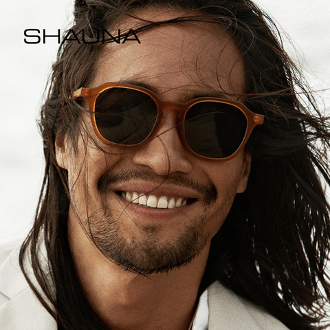 SHAUNA Ins lunettes de soleil rondes couleur bonbon | Ronde, marque de styliste rétro, nuances oranges populaires pour hommes ► Photo 1/6