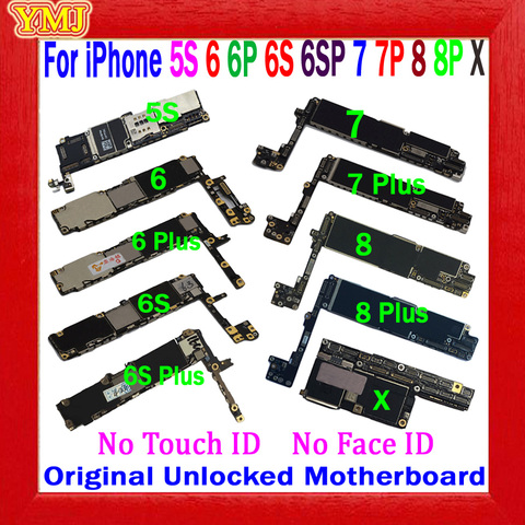 Débloqué complet pour iphone 5S 6 6S 6plus 6s plus 7 7 plus 8 8 plus X carte mère sans identification tactile, 100% carte mère d'origine 32G 64 ► Photo 1/1
