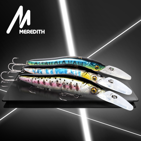MEREDITH 110mm 5 pièces méné Wobbler leurre de pêche appât dur artificiel profondeur 0-3m Jerkbait basse brochet appât lent coulant ou Flaoting ► Photo 1/6