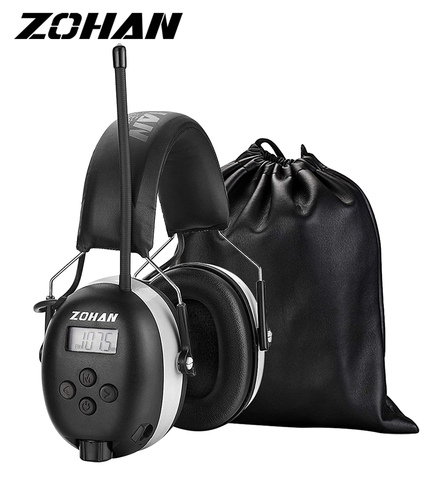 ZOHAN AM/FM Radio casque affichage numérique Protection de l'oreille réduction du bruit sécurité cache-oreilles Ultra confortable protecteur auditif ► Photo 1/6