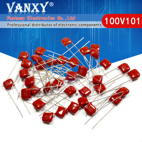 Condensateur en film polypropylène CBB 5MM, lot de 20 pièces, 100V, 101j, 100V, 100PF, 100P, 101 V, 63V101J ► Photo 1/6