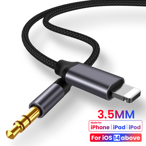 Câble auxiliaire Jack 3.5mm pour iPhone 11 Pro XS XR X 12, adaptateur de haut-parleur de voiture, câble séparateur Audio pour iOS 14 et plus ► Photo 1/6