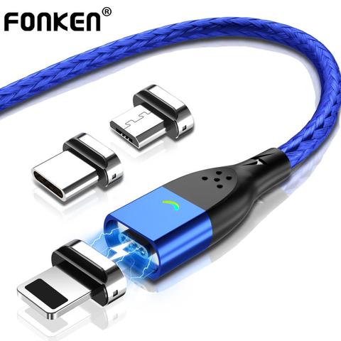 FONKEN câble magnétique Type C câble de Charge magnétique Micro USB câble de chargeur magnétique pour Xiaomi Samsung Iphone câbles de téléphone portable ► Photo 1/6