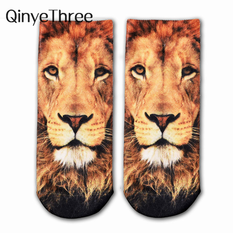 Chaussettes en coton colorées pour femmes, imprimé Animal 3D, mode tigre, Pandon, chat, chien, Lion, image artistique ► Photo 1/6