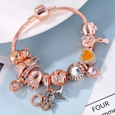 BAOPON nouveau mignon petit Bella perles Bracelet à breloques pour les femmes enfants belle heureux pendentif Bracelet fin bricolage bijoux faits à la main ► Photo 1/6