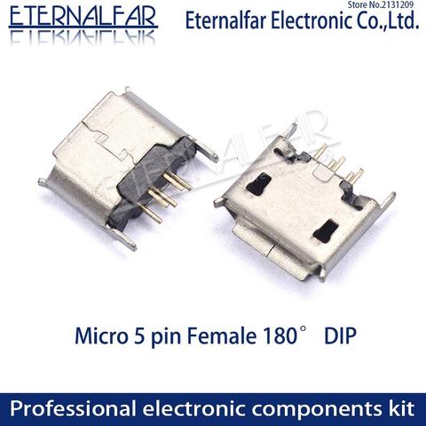 MK5P connecteur Vertical droit, MINI usb 2.0, Type A femelle, Micro trempage à 180 degrés, post-pose, fil de soudure à aiguille ► Photo 1/6