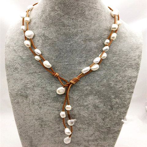 Collier avec pendentif perles pour femmes, chaîne, pull en cuir, bijoux faits à la main, collier de styliste, déclaration de mariage, style bohème, 2022 ► Photo 1/6