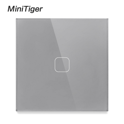 MiniTiger – interrupteur mural tactile, 1 bouton, 1 voie, 220-250V, en verre de cristal blanc, Standard EU/UK, fonction tactile uniquement ► Photo 1/4