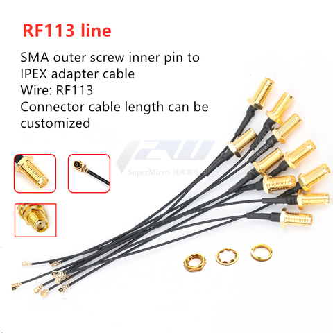 Câble de connecteur SMA femelle à uFL/u.FL/IPX/IPEX RF ou sans connecteur, adaptateur coaxial, assemblage RG178, câble en queue de cochon 1.13mm RP-SMA, 5 pièces ► Photo 1/5