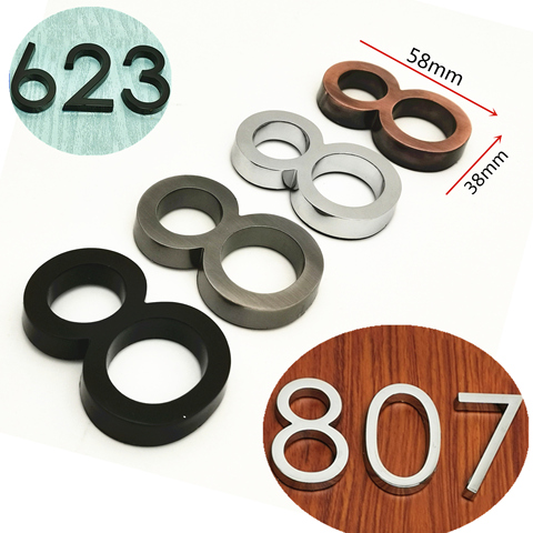 Plaque de numérotation grise moderne, autocollant pour porte d'hôtel, signe en plastique ABS, 58mm, 0123456789 ► Photo 1/6