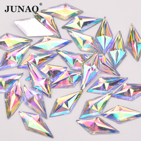 JUNAO 40 pièces 10*22mm cristal AB losange Strass Flatback résine cristal Applique fantaisie Strass Non cousu pierres pour l'artisanat de la robe ► Photo 1/6