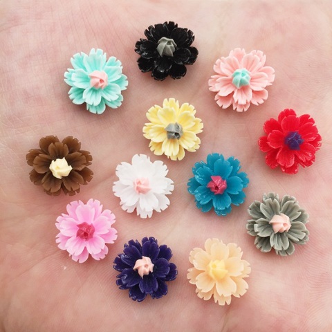 Accessoires en résine peints à la main, fleurs 3D colorées de 13mm, pierre à dos plat, Scrapbook, embellissements, fournitures artisanales DIY bricolage, 60 pièces, OG42 ► Photo 1/6