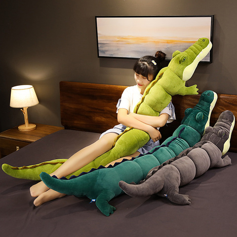 Jouets de simulation de crocodiles en peluche, animaux doux, long oreiller en poupée, cadeau de décoration pour maison, pour enfants, 80-180 cm, ► Photo 1/6