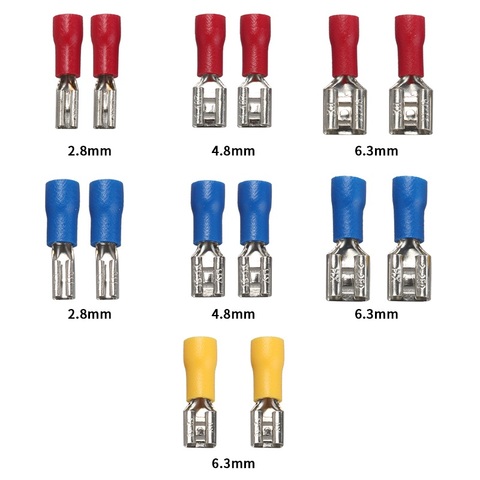 Bornes à sertir isolées femelles 2.8mm 4.8mm 6.3mm, joint de connecteur de fil électrique, ensemble de bornes à sertir, 50 pièces ► Photo 1/6