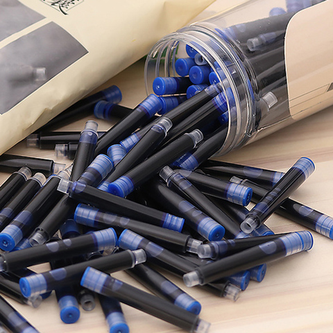 50pcs jetable Dia 3.4mm stylo plume cartouche d'encre recharges bouteille/sac ensemble bleu/noir/rouge école bureau papeterie fournitures ► Photo 1/6