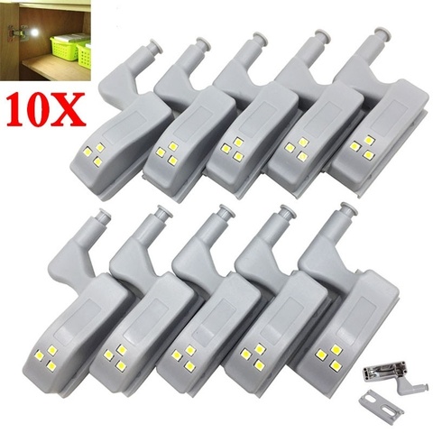 10 pièces LED intérieur charnière lampe sous armoire lumières universel armoire placard capteur lumières pour chambre cuisine placard nuit lampe ► Photo 1/6