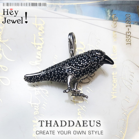 Pendentif noir corbeau Rabe,2022 Bijoux fantaisie 925 argent Sterling Europe Bijoux collier accessoires cadeau pour femme et hommes ► Photo 1/6