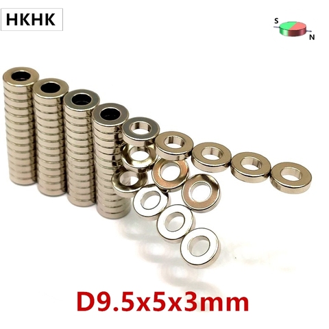 NdFeB Magnet Ring Dia. 9.5x5x3 mm Diametrically Magnetized N45H Strong Magnet Neodymium Permanent Rare Earth Magnets 10pcs ► Photo 1/6