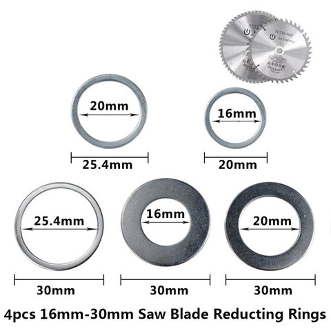 Anneaux réducteurs de lame de scie circulaire, anneau de Conversion disque de coupe, outils pour le travail du bois, rondelle de coupe 16mm 20mm 25.4mm 30mm 4 pièces ► Photo 1/6