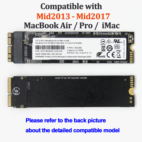 SSD de 128 go, 256 go, 512 go, 1 to, Compatible avec MacBook Air A1465, A1466, MacBook Pro A1502, A1398, 2013 – 2017, mise à niveau de la capacité des ordinateurs portables Mac ► Photo 1/6