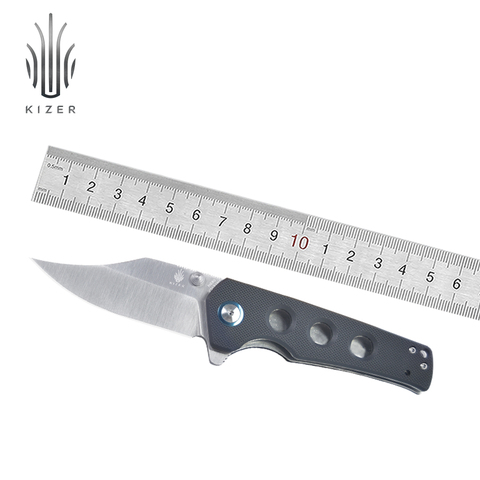 Kizer couteau de chasse junges V3551N1 2022 nouveau couteau edc noir G10 poignée avec trous spéciaux outil de camping utile ► Photo 1/1